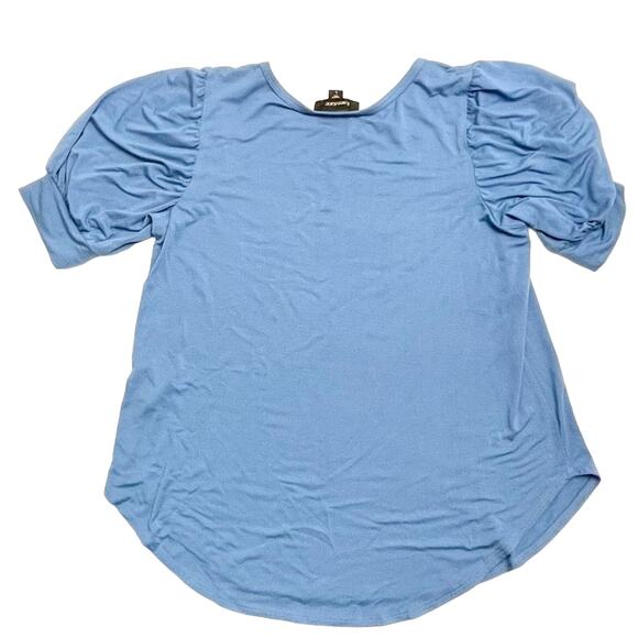 Karen Kane Women's Light Blue Puff Sleeve Scoop Neck Blouse Size Large 🦋💙 - Picture 11 of 12